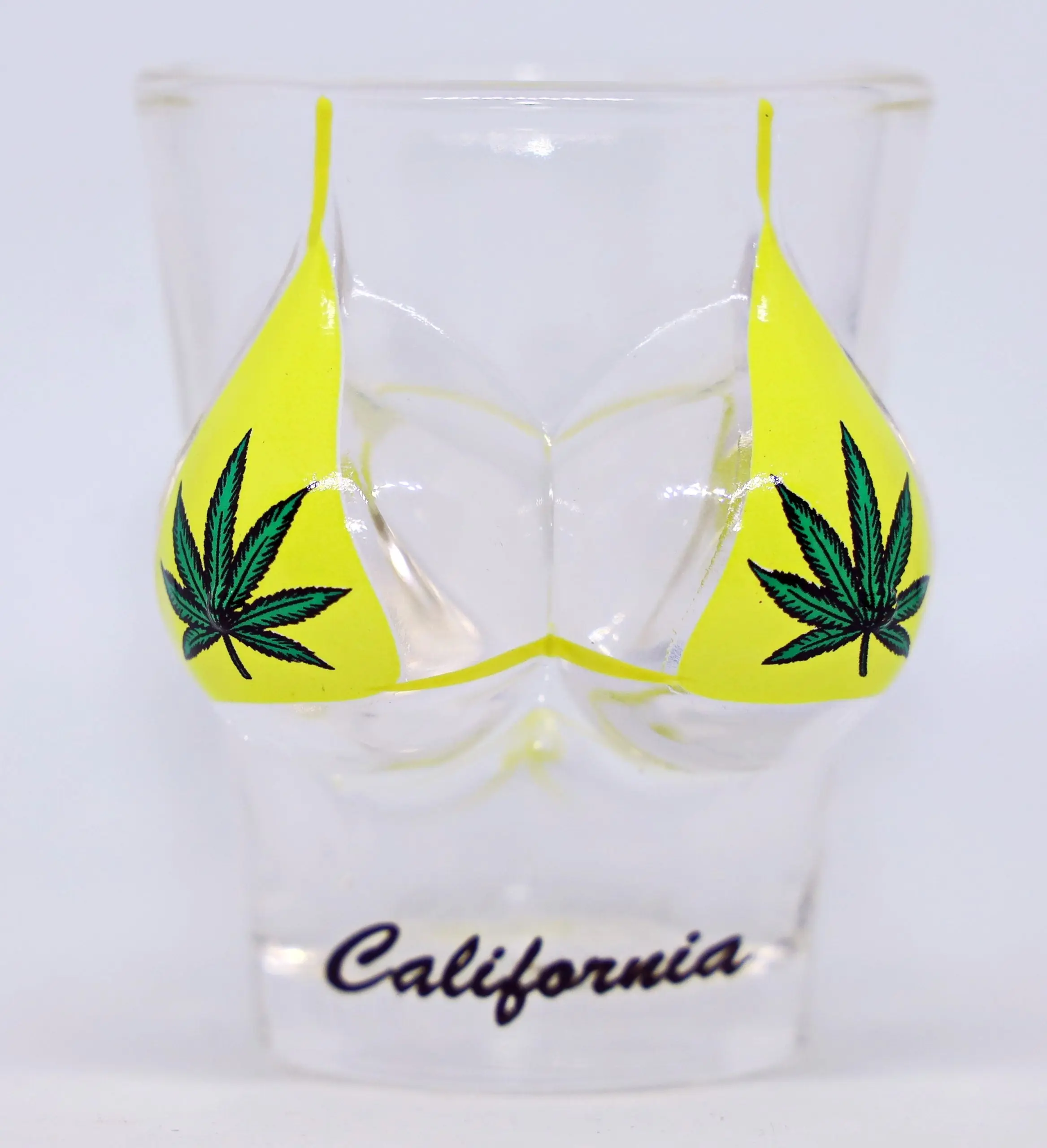 California Pot Leaf Bikini Bust 3D Shot Glass California Pot Leaf Bikini Bust 3D Shot Glass