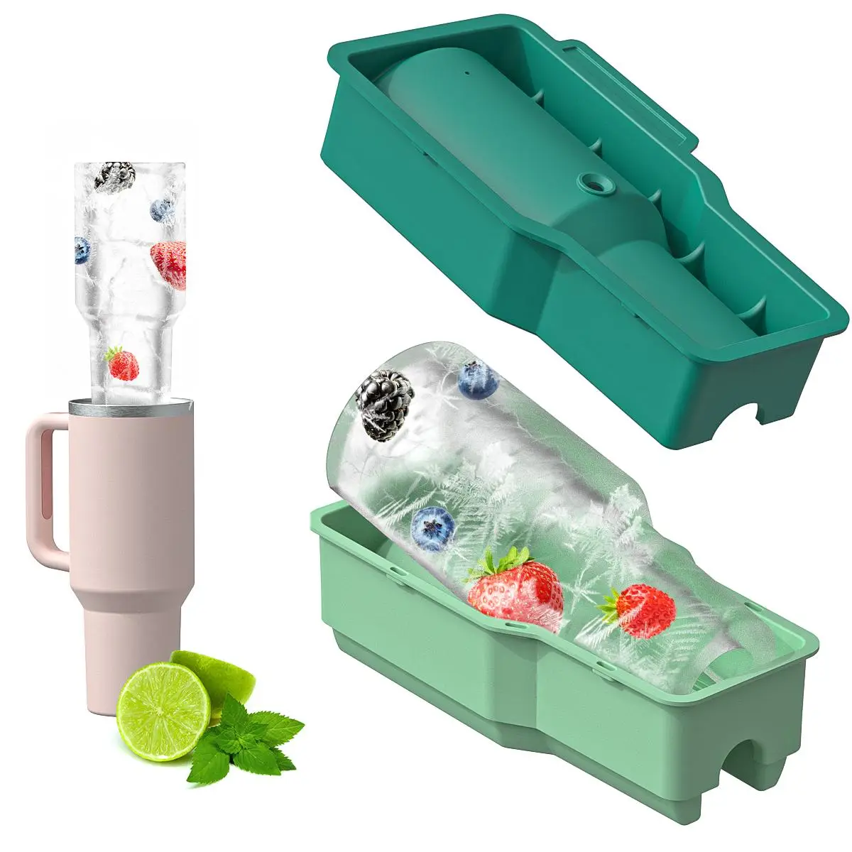 Silicone Ice Cube Mold for Tumbler, 1 Count Hollow Cylinder Ice Cube Tray for Ice Drink, Coffee, Juice and Beverage [Tumbler Not Included]