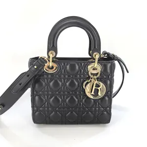 Pre-owned Dior Leather Shoulder Bags Lambskin Cannage Small My ABCDior Lady Black J0018