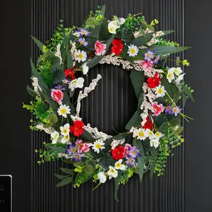 20 Inch Spring Wreaths, Handmade PVC Wreath,Decor for Home Wall Porch Wedding