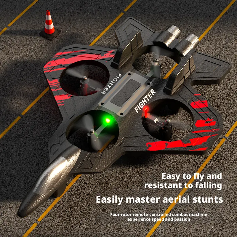 Kids RC Fighter Drone 2.4G – LED Light Mini Quadcopter, One Key Takeoff, 360° Flip, Anti-Collision Foam, Easy Fly Toy Gift for Boys Girls Beginners