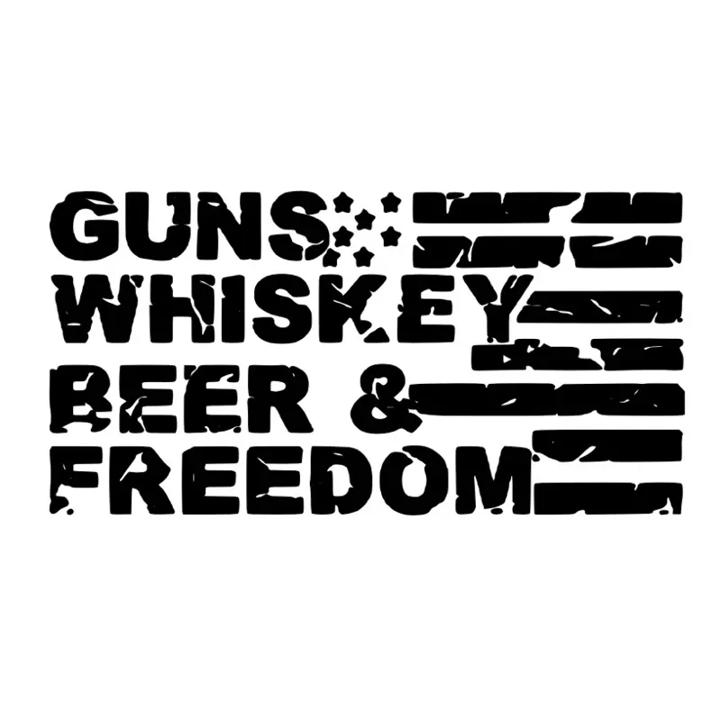 Guns Whiskey Beer & Freedom Decal - Customizable Size & Color Permanent Vinyl Decor for Laptops Water Bottles Cars Personalization Business Promotion