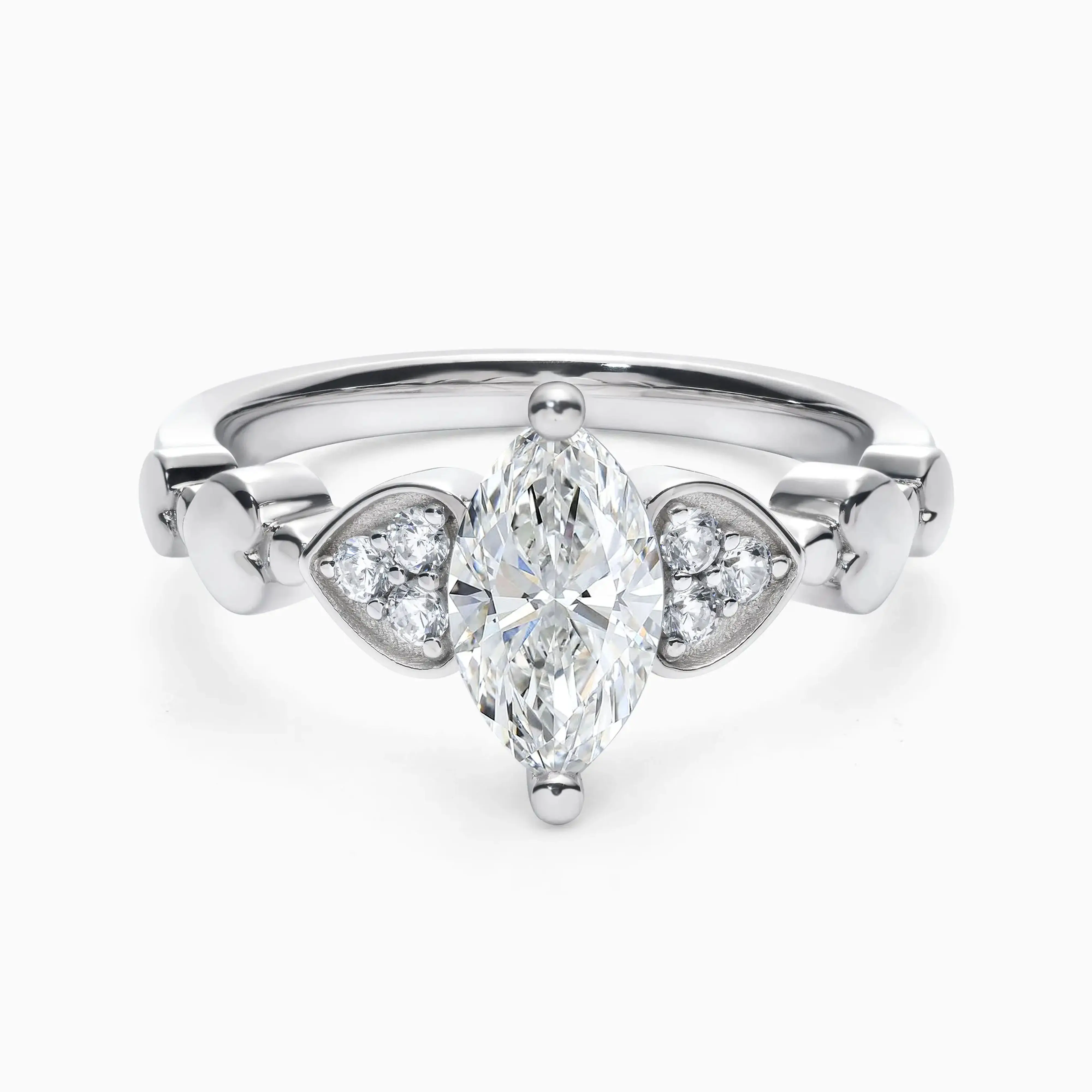 DARRY Marquise Heart-Link Zirconia Promise Ring 18K White Gold Plated Sterling Silver
