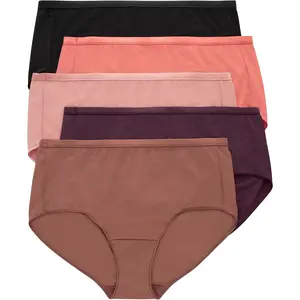 Women's Just My Size Briefs, Breathable Mesh Plus Size Brief Underwear, No-Show Panties, 5-Pack