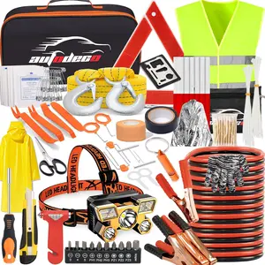 126pcs Roadside Emergency Car Kit Auto Safety Kit for Vehicle Outdoor Automotive with Jumper Cables