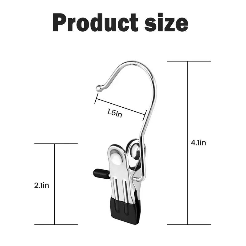 10 Counts Hangers Clips Anti-Rust Metal Hanging Hook Clips for Indoor/Outdoor Drying Durable Lightweight Organiser 360° Rotate Design Space Saving