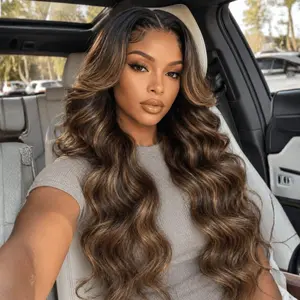 【Limited Stock】Sunber Honey Brown Black Money Piece Layer Cut Body Wave/Loose Wave 13x4/7x5 Lace Frontal Wigs Pre Cut Pre Bleached Pre Plucked Lace Frontal Wigs With Drawstring Fit All Head Sizes Beginner Friendly  Summervibes summerwins