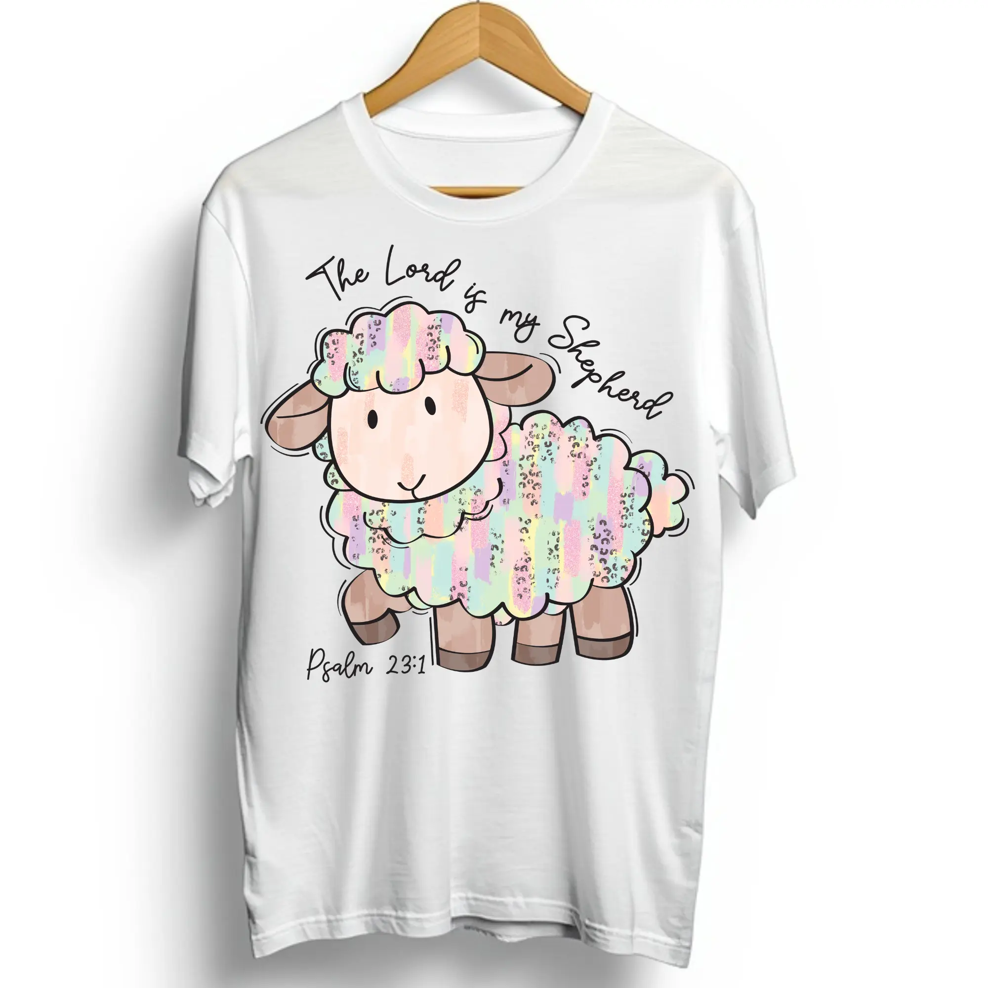 The Lord Is My Shepard Painted Lamb Direct To Film Print, DTF Print, Ready To Press Print For T-Shirts