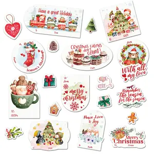 50 Pcs Christmas Gift Tags Self-Adhesive Stickers 10 assorted styles Set Ornaments Decor Decoration