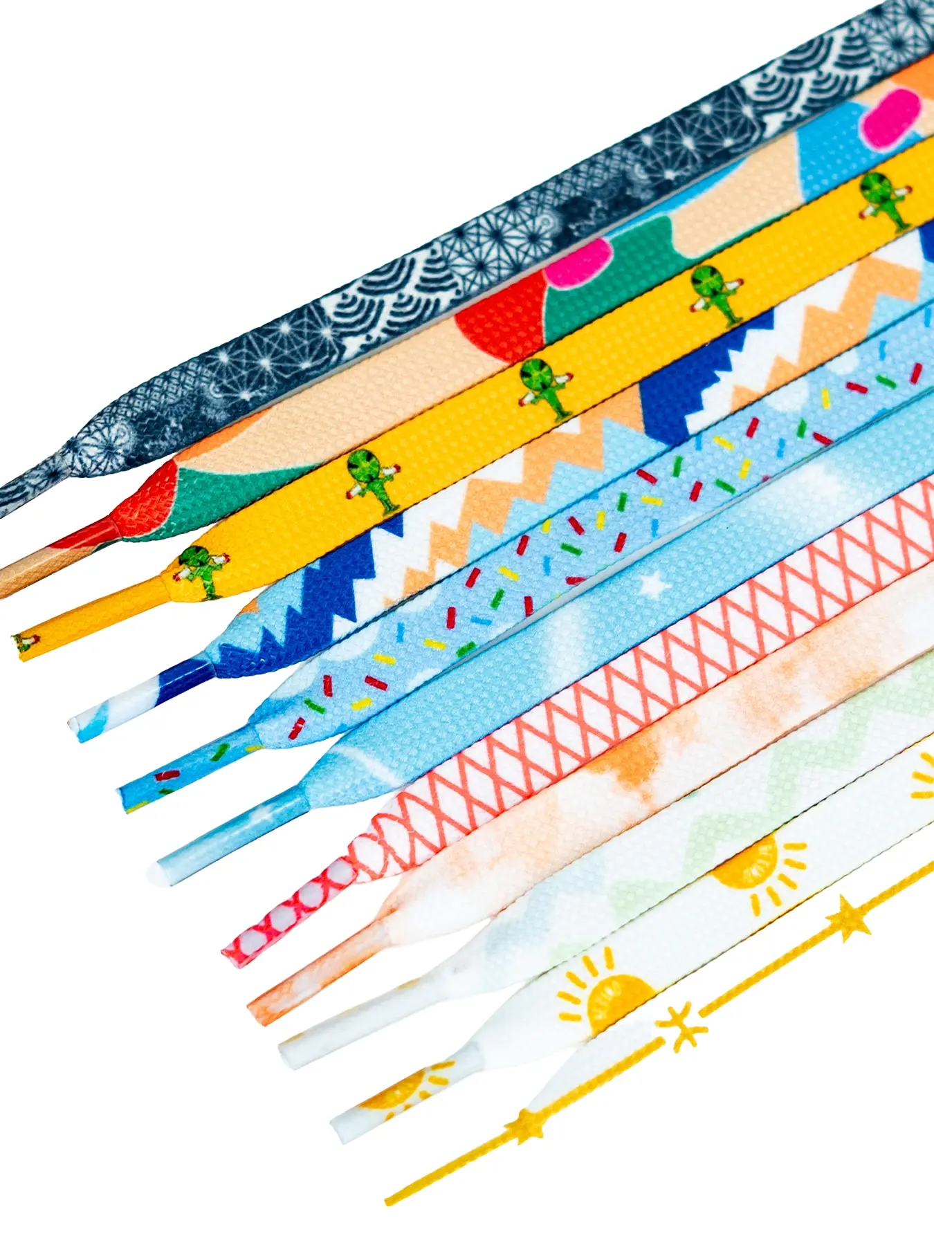 Pair of 8mm Dye-Infused Patchwork Shoe Laces, Casual Versatile Trendy Shoelaces, Ideal for Everyday Wear & Stylish