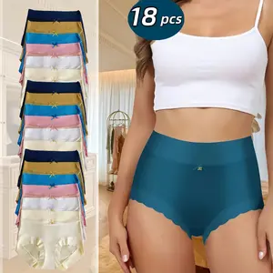 H   18-Piece Multicolor Set Women's Sexy Lingerie: Caters to various style preferences. Made from premium satin - silky, delicate, Chic high-waist design flaunts curves; ruffled hem adds sexy sophistication. Seamless Panties underwear for women panties El