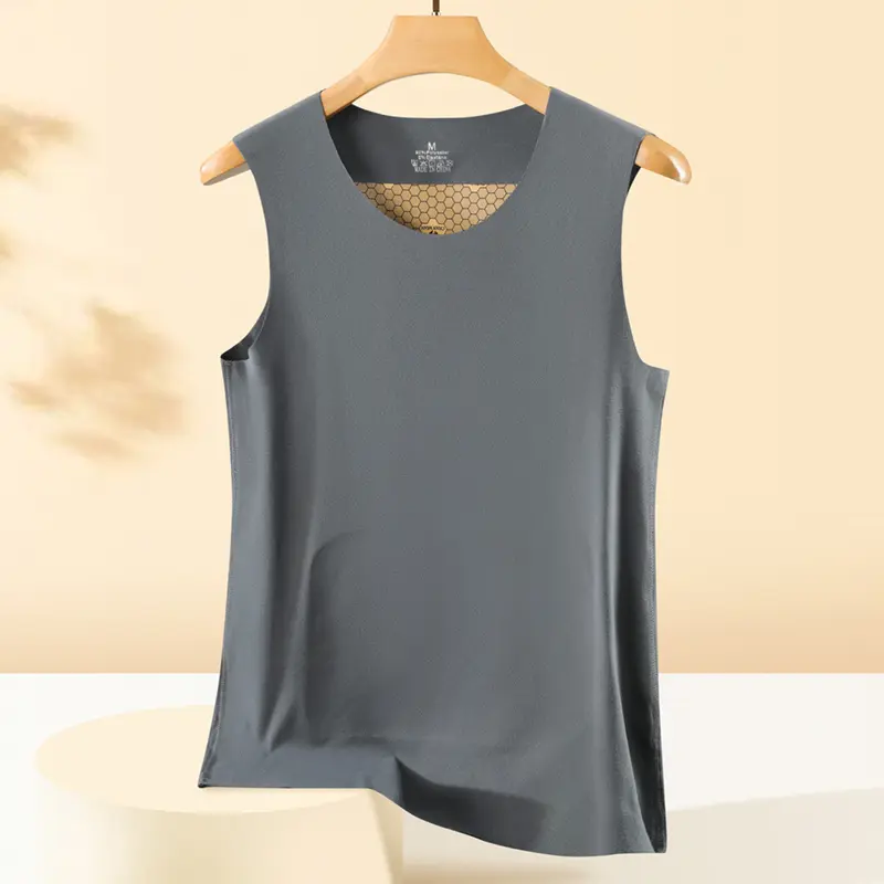 Men's Graphene Heating Thermal Vest, seamless sleeveless base layer. Soft skin-friendly slim fit, stretchy comfy. Locks heat for cold days, good for commuting & outdoors. Essential thermal underwear, thin invisible under outerwear for all-day warmth.