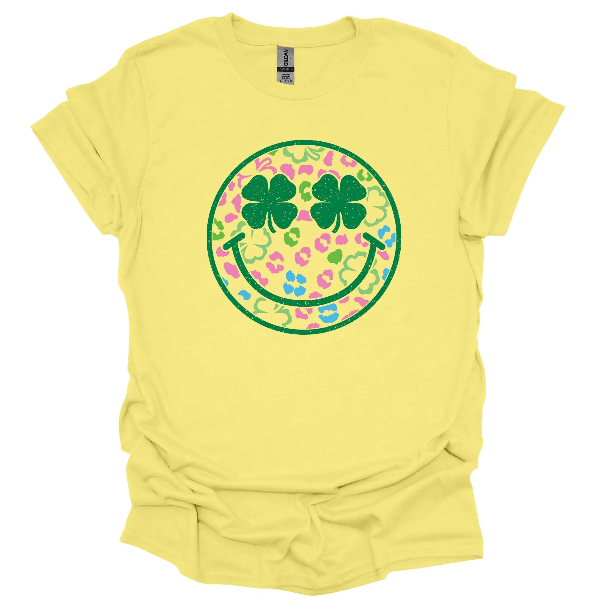 Lucky Charm Smiley Face Graphit T-Shirt, Relax Fit, Soft Print Casual Top