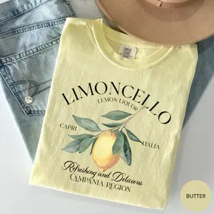 Comfort Colors Limoncello Tee, Refreshing Lemon Graphic T-shirt, Italian Summer Shirt, Citrus Graphic Tee, Summer Vacation T-shirt