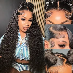 LRV Hair 210% Density Deep Wave Small Knots 13×4 13×6 Lace Frontal Wigs Pre Plucked Lace Front Wigs With Baby Hair Natural Hairline Human Hair Wig for Women Full And Fluffy Look #FathersDayGift Fathers Day
