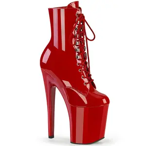 Women's 8-in Heel Red Patent Platform Boot - XTREME-1020 Lace Footwear Shoe