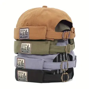 Vintage Docker Cap Brimless Hat Breathable Beanie Hats Cotton Retro Adjustable Literary Landlord Sailor Cap Women Hip Hop Hat
