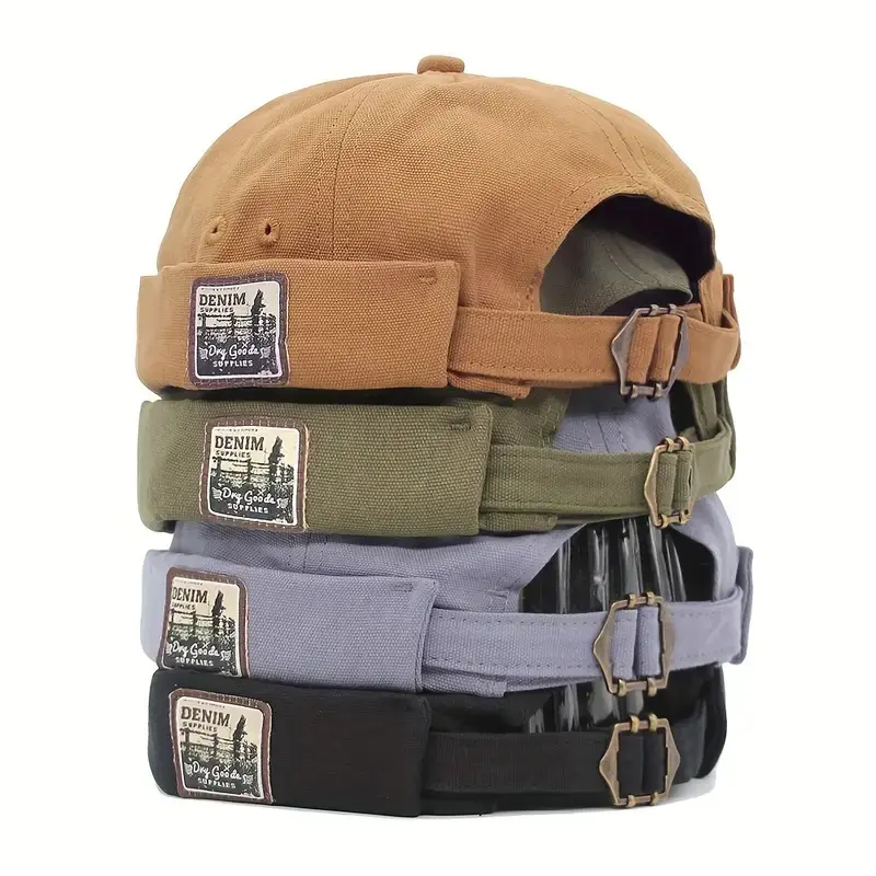 Vintage Docker Cap Brimless Hat Breathable Beanie Hats Cotton Retro Adjustable Literary Landlord Sailor Cap Women Hip Hop Hat
