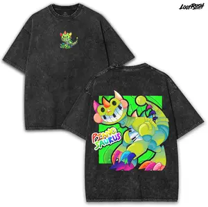 Pianosaurus Poppy Playtime Oversized Washed Tee 260GSM Double Printed Graphic | Retro Dino Toy With a Creepy Smile