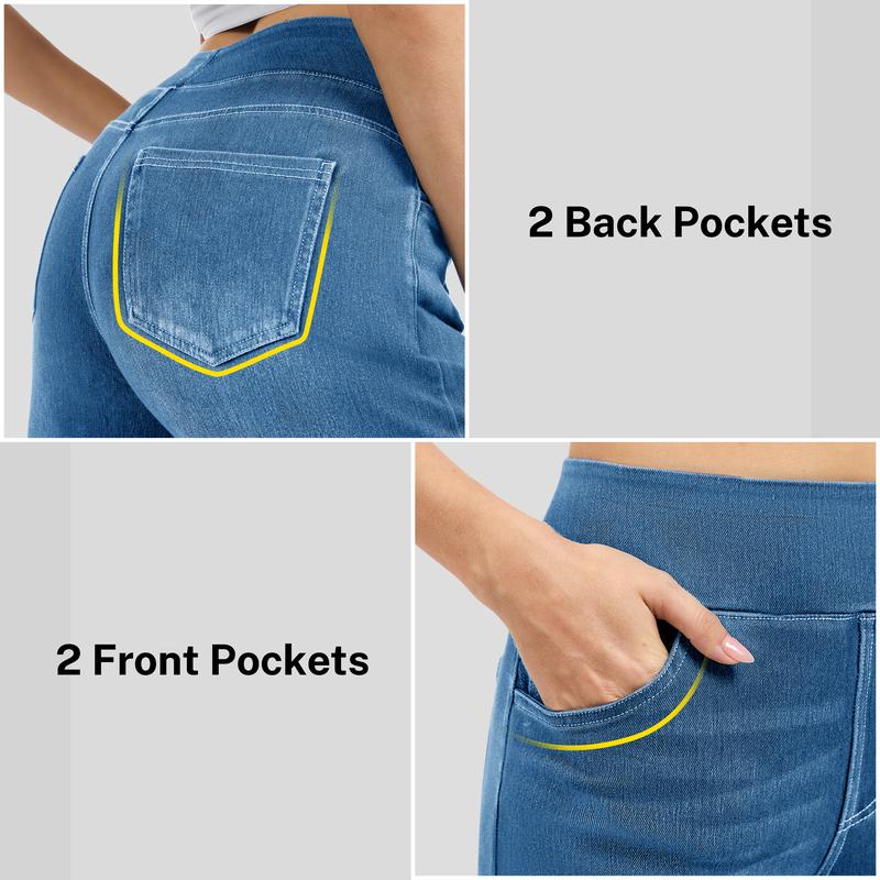 MAGCOMSEN Wide Leg Stretchy Jeans for Women Loose Fit Elastic High Waist Pants Pull On Baggy Fit Jeans Tummy Control Trousers Casual Work Wear FallFreshness Outdoorfun