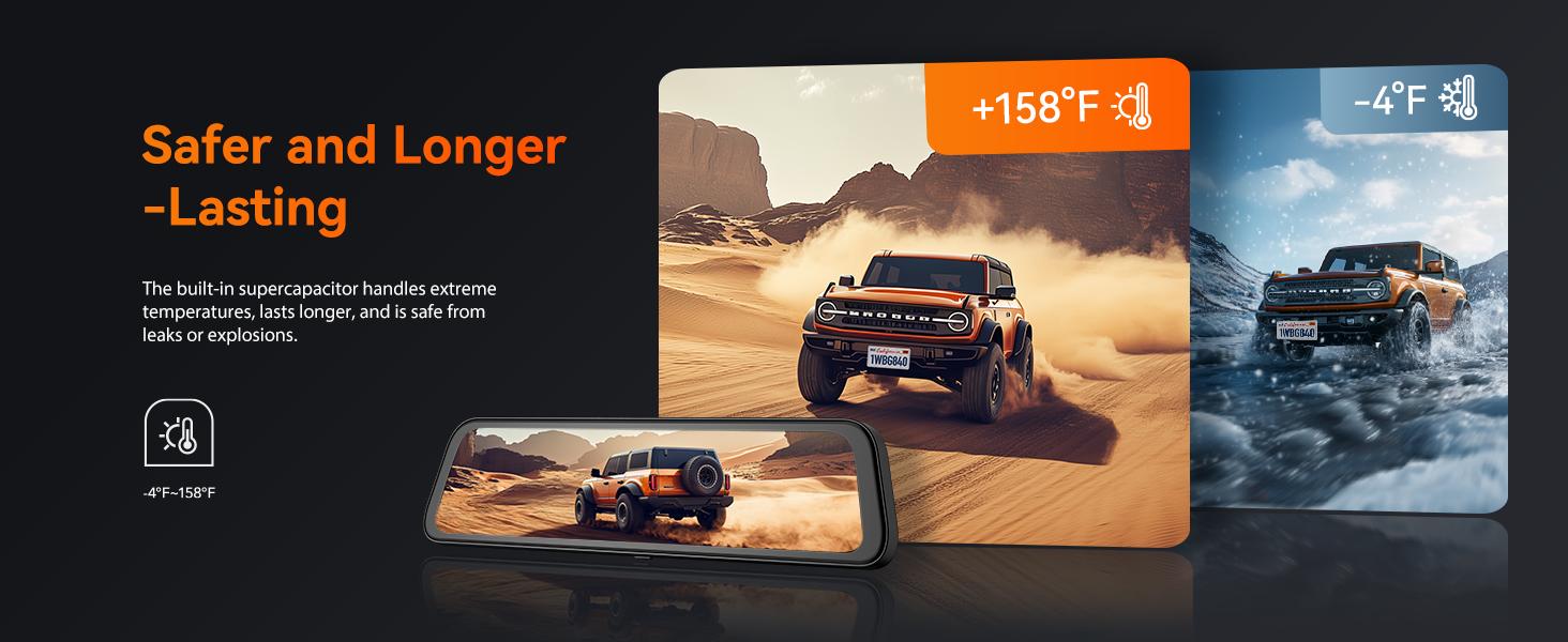 WOLFBOX G840S 12" 4K Mirror Dash Cam with GPS & 32GB Card 3840P Full HD Night Vision Parking Assistance Dual Cameras for Cars Trucks TikTokShopHolidayHaul
