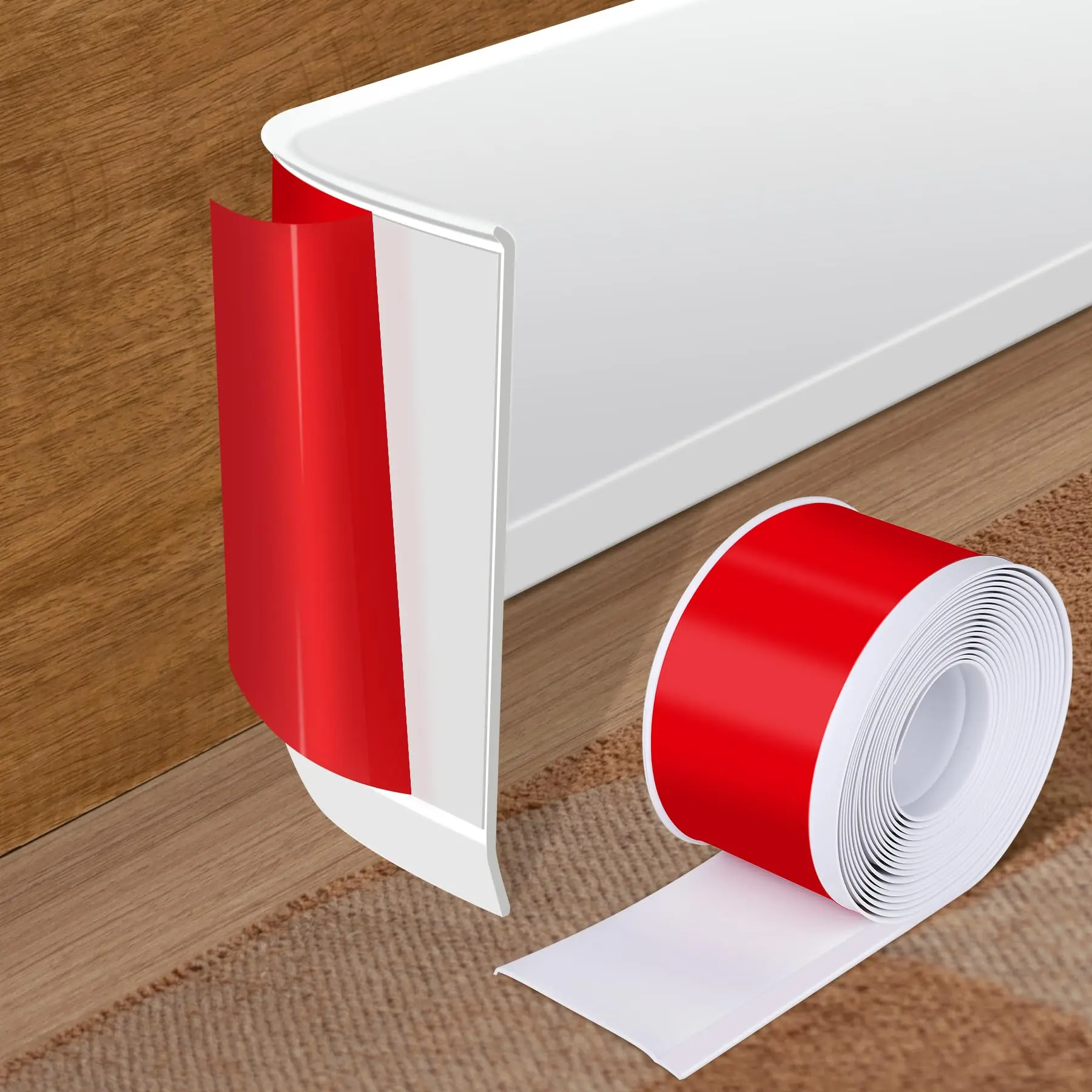 Vinyl Baseboard Molding Trim 4 Inch X 40 Feet Peel And Stick Flexible Pvc Cove Base Moulding Self-adhesive For Garage Bathroom Cabinet Floor Walls  White