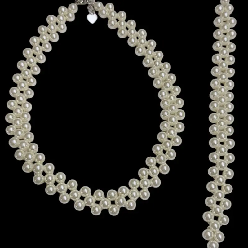 Grade-A 6mm Mother of Pearl Choker Necklace and Bracelet Set