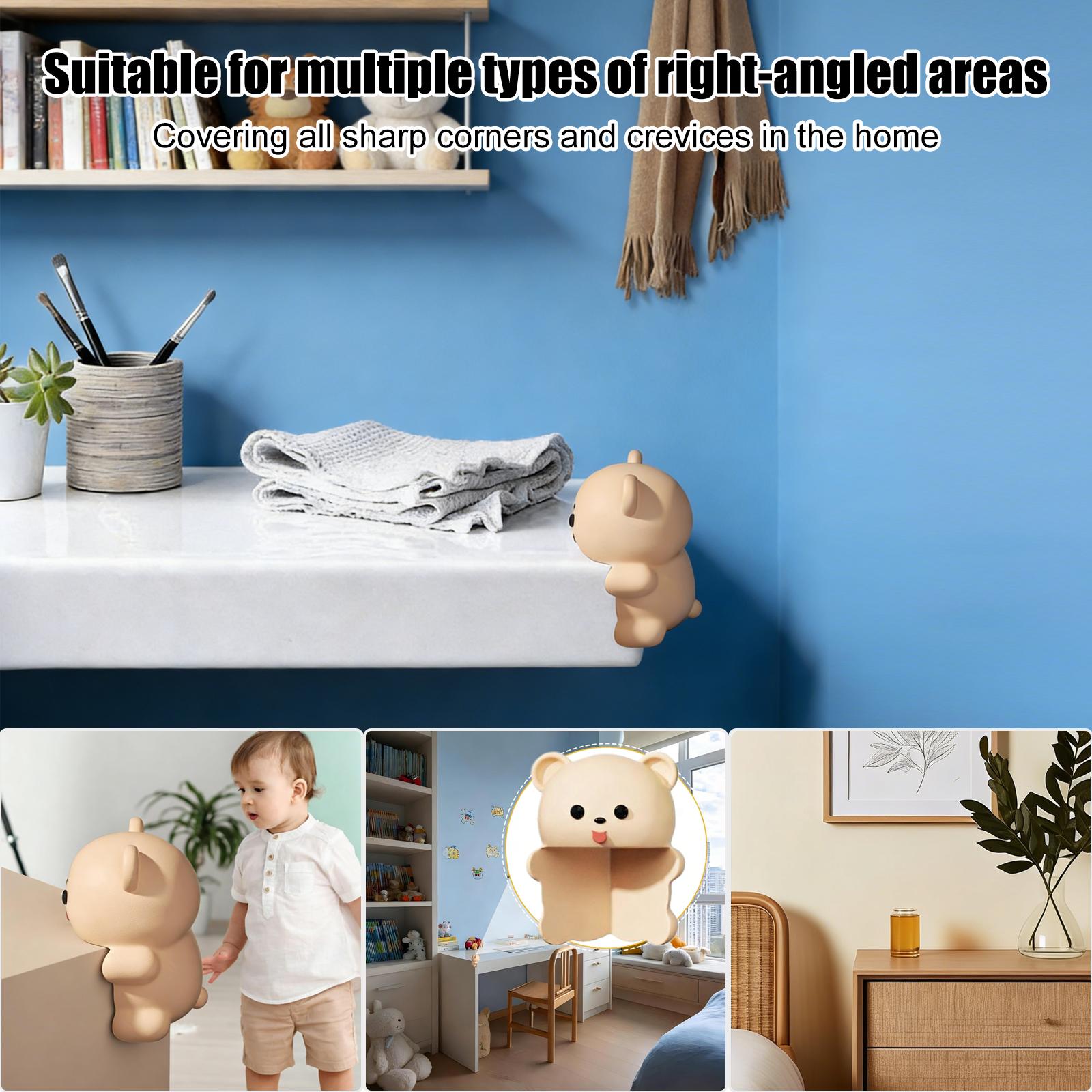 Bear-Shaped Baby Corner Protectors | Super-Thick PVC Cushions That Safeguard Little Ones from Sharp Furniture Edges | Perfect for Coffee Tables, Nightstands, Vanities & Sinks | Childproof Your Home with Cute Bear Style