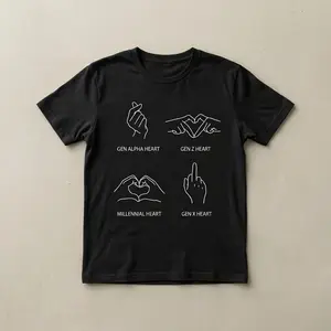 Gen Alpha vs Gen Z vs Millennial vs Gen X Heart T-Shirt, Funny Generations Meme Graphic Tee, Viral TikTok Humor Shirt, Unisex Cotton Casual Top, Trendy Streetwear Outfit, Gift for Friends, Gen Culture Joke Tee