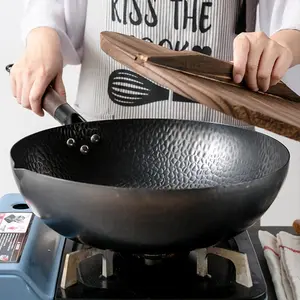 Handmade Traditional Cast Iron Wok | No Coating, Pure Iron