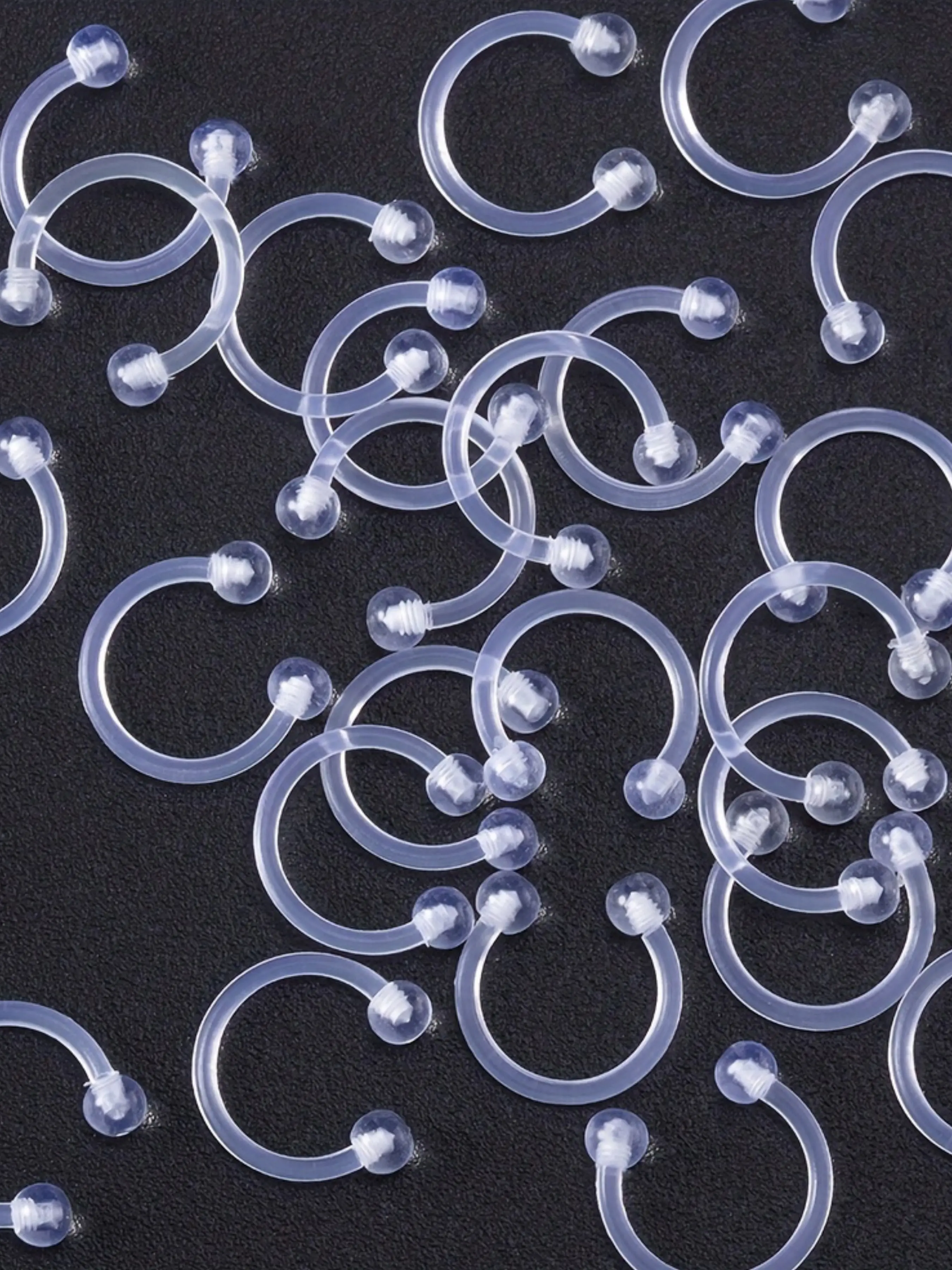 5pcs 16g Clear Flexible Nose Septum Ring, Nose Rings, Septum Pierced Ring, Horseshoe Piercing Retainer, Acrylic Eyebrow Nipple Lip Cartilage Jewelry, 8mm 10mm