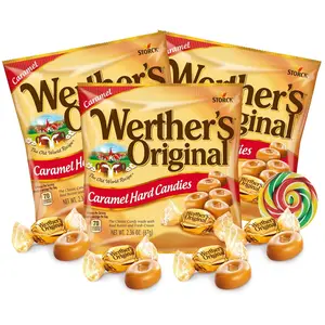 Werther's Original Caramel Hard Candy Individually Wrapped Bite-Sized Candies 2.36 Ounces Pack of 3 Perfect for Office Jar Fillers