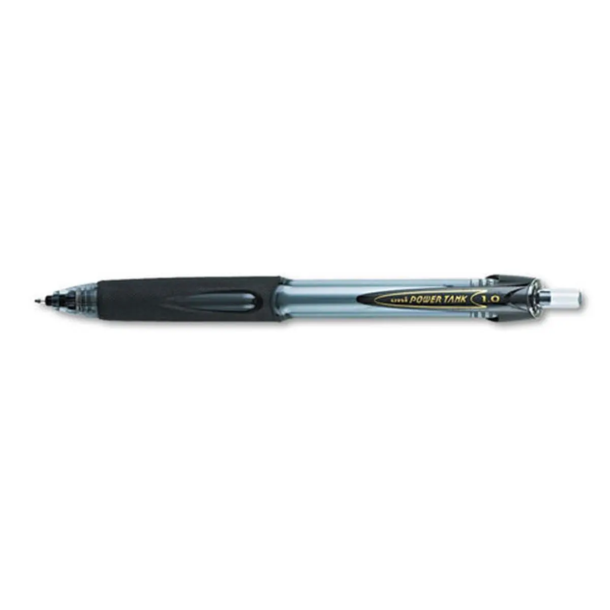 Uni-Ball Power Tank RT Retractable Ballpoint Pen - UBC42070, 1 mm Black Ink, Semi-Translucent Smoke Barrels, Conical Tip, Textured Rubber Comfort Grip, Pocket Clip, Pressurized Tank, Reduces Writing Fatigue, 1 Dozen (Ideal for Cold Temperatures), Semi-Tra