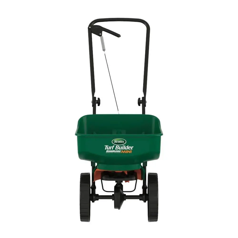 Turf Builder EdgeGuard Mini Push Broadcast Spreader Holds up to 5,000 sq. ft. for Seed, Fertilizer, Salt, Ice Melt