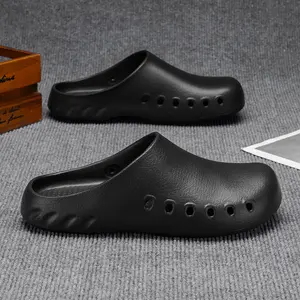 Men's Slippers Protective Half Cover Chef Shoes Operating Room Shoes Closed Toe Holey Sandals