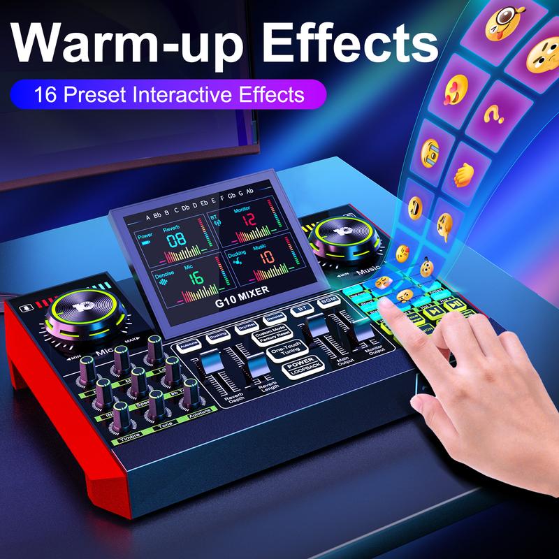 Tenlamp G10-PK Pro (Cantilever) Mixer Sound Card Kit, Custom Sound Effects, with Condenser Microphone, for Live Streaming, Gaming, Singing Podcast Equipment, 2-Level Noise Reduction, Computer Audio Mixer