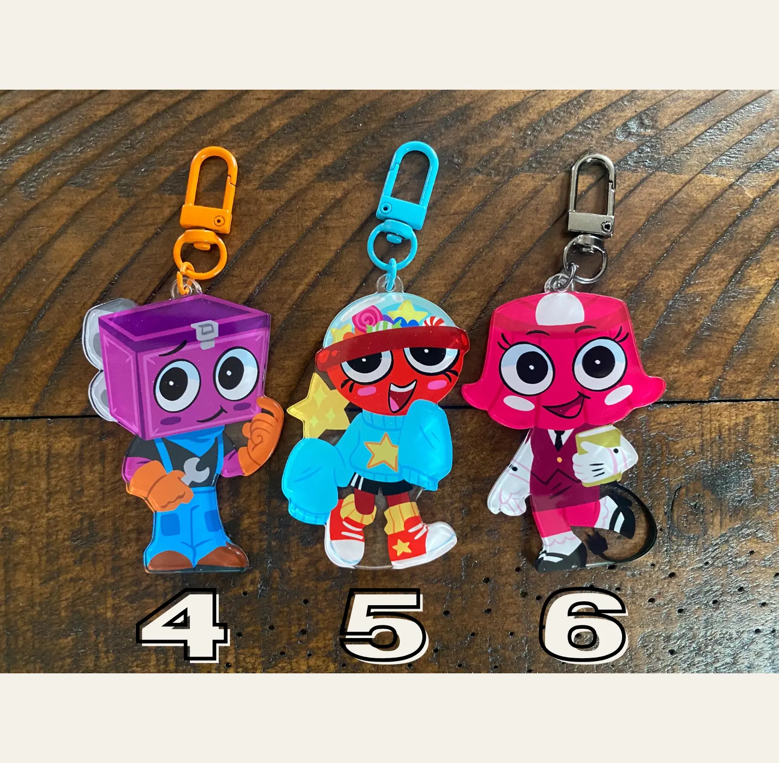 Dandy's World Keychains - Razzle & Dazzle, Connie, Finn, Coal
