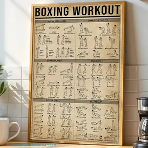1 piece/set, frameless, kickboxing art print, boxing training and techniques, boxing guide poster, living room/bedroom wall decor, home decor, 2D flat artwork