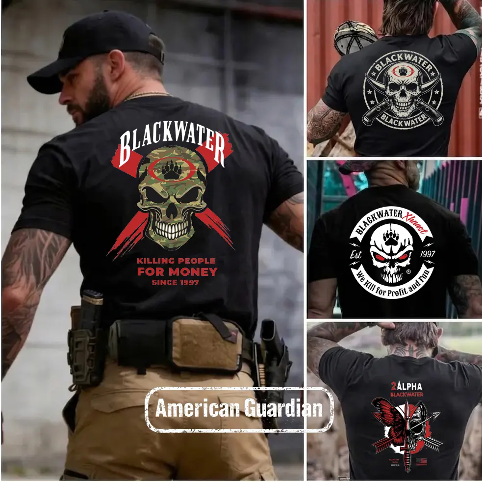 [Collection] American Guardian Blackwater Private Military Contractor 1997 Graphic T Shirt Men's Retro Tactical Veteran Graphic Tee Outdoor Sports Apparel Gift Men