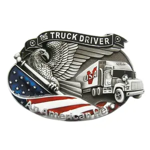 Vintage Style Trucker Driver Belt Buckle American Usa