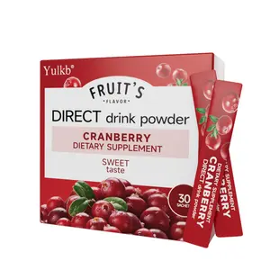 Yulkb Cranberry Drink Powder - Pure Natural Wild Whole Fruit - Patented Formula - No Brewing Required - Protects Women's Health - Rich in Anthocyanins - Beauty and Skin Care - Portable Travel Pack - 30 Sachets