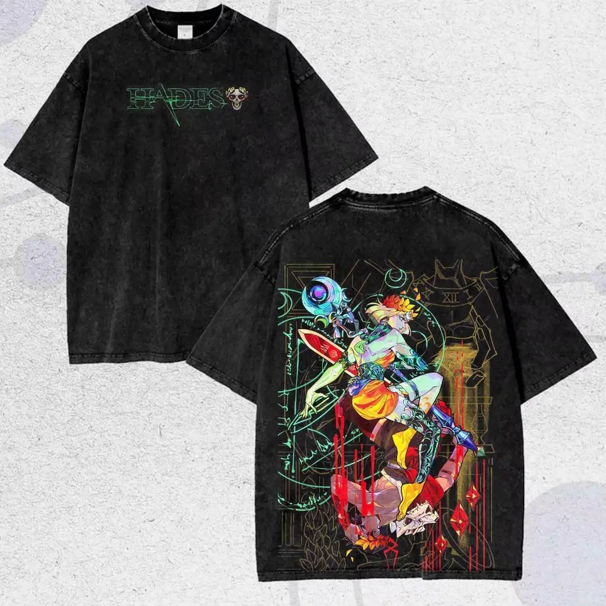 Vintage Washed Hades Inspired Shirt, Greek Myth Action Game Aesthetic, Retro Graphic T-Shirt PX5
