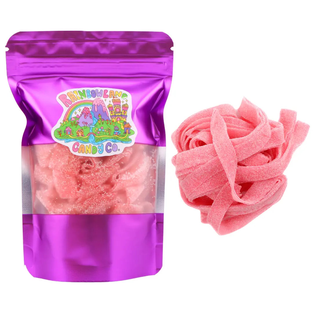 Pink Lemonade Sour Belts | Sour Sugar Coated Candy Belts | Resealable Bag 3.6 oz