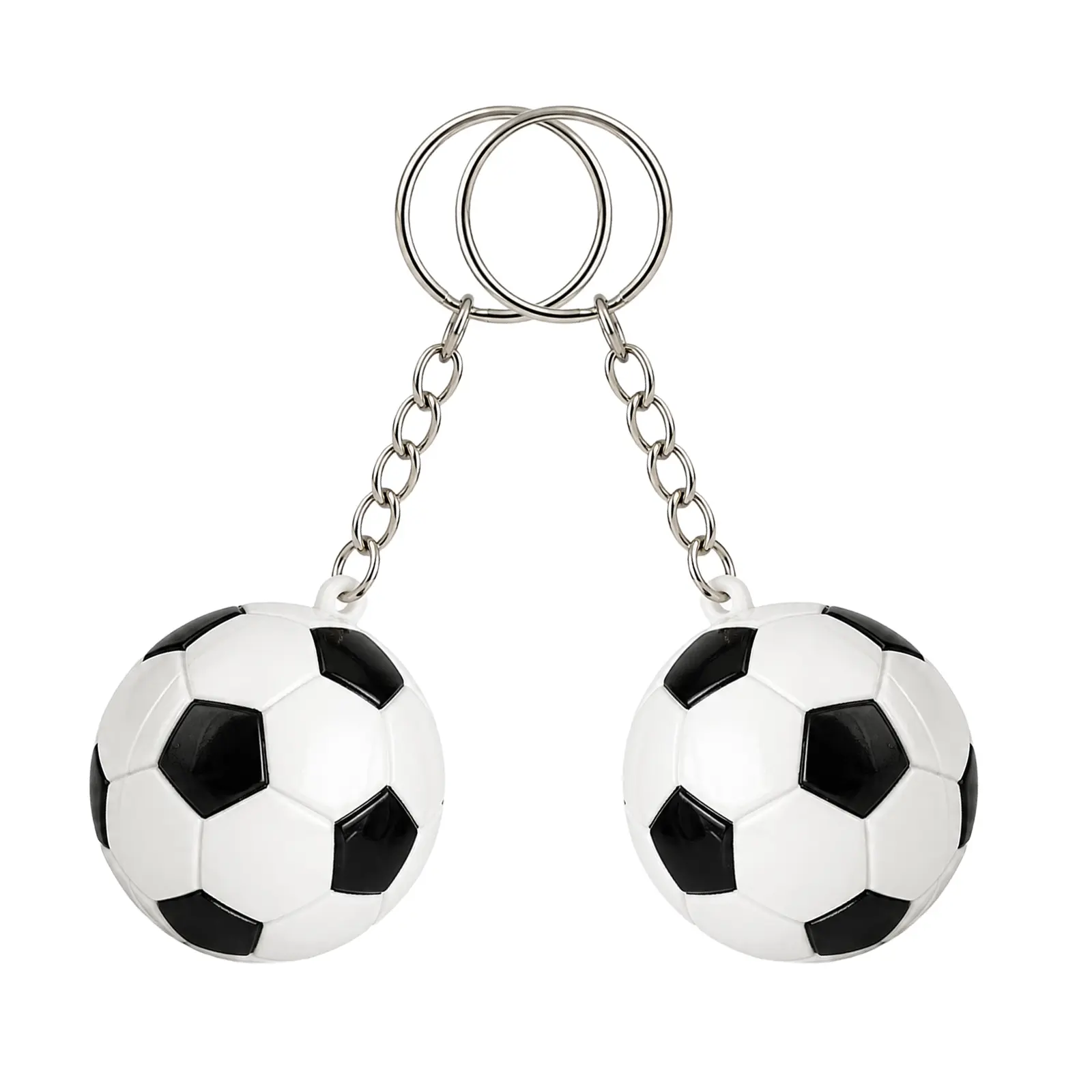 Soccer Ball Keychain, 1.5 Inch Football with Metal Chain, Backpack & Car Bag Charm for Soccer Fans