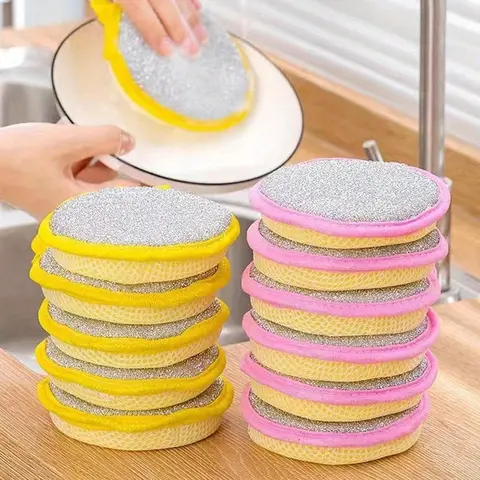 10-Piece Plastic Kitchen Cleaning Sponge Set - Double-Sided Non-Scratch Scrubber, Multi-Purpose Round/Dishwashing Pad for Daily Dishwashing Easy, Dish Cleaning, Scouring Pots, Pans, Counters, Reusable Square Dishcloths, Sohoch