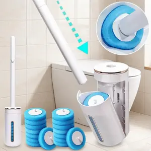 Wall-mounted Disposable Toilet Brush, Toilet Bowl CleanerBrush Starter Kit, Toilet Bowl Cleaning Systemwith 8 / 24 Wand Refill, 1 Toilet Brush, 1 StorageCaddy and 1 Fragrant Tablet,Cleaning Suppliesfor Home, Essential Items for Home