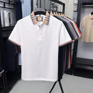 Men's Summer New Silk Cotton Breathable Fashion Top Casual Business Plaid Lapel Short Sleeve T-Shirt Lightweight Comfortable Daily Office Outfit Versatile Stylish Buttons Design Shortsleeve