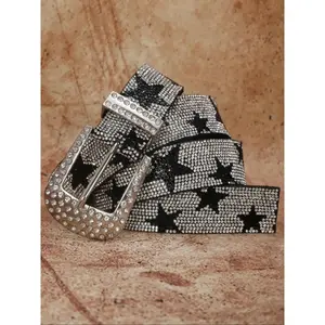 1pc Men Women Y2K Western Cowboy Cowgirl Belt, Luxury Fashion Punk Diamond Star Waistband, Daily Use Nightclub Rock Streetwear, Sparkling Western Belt, Western Buckle Belt