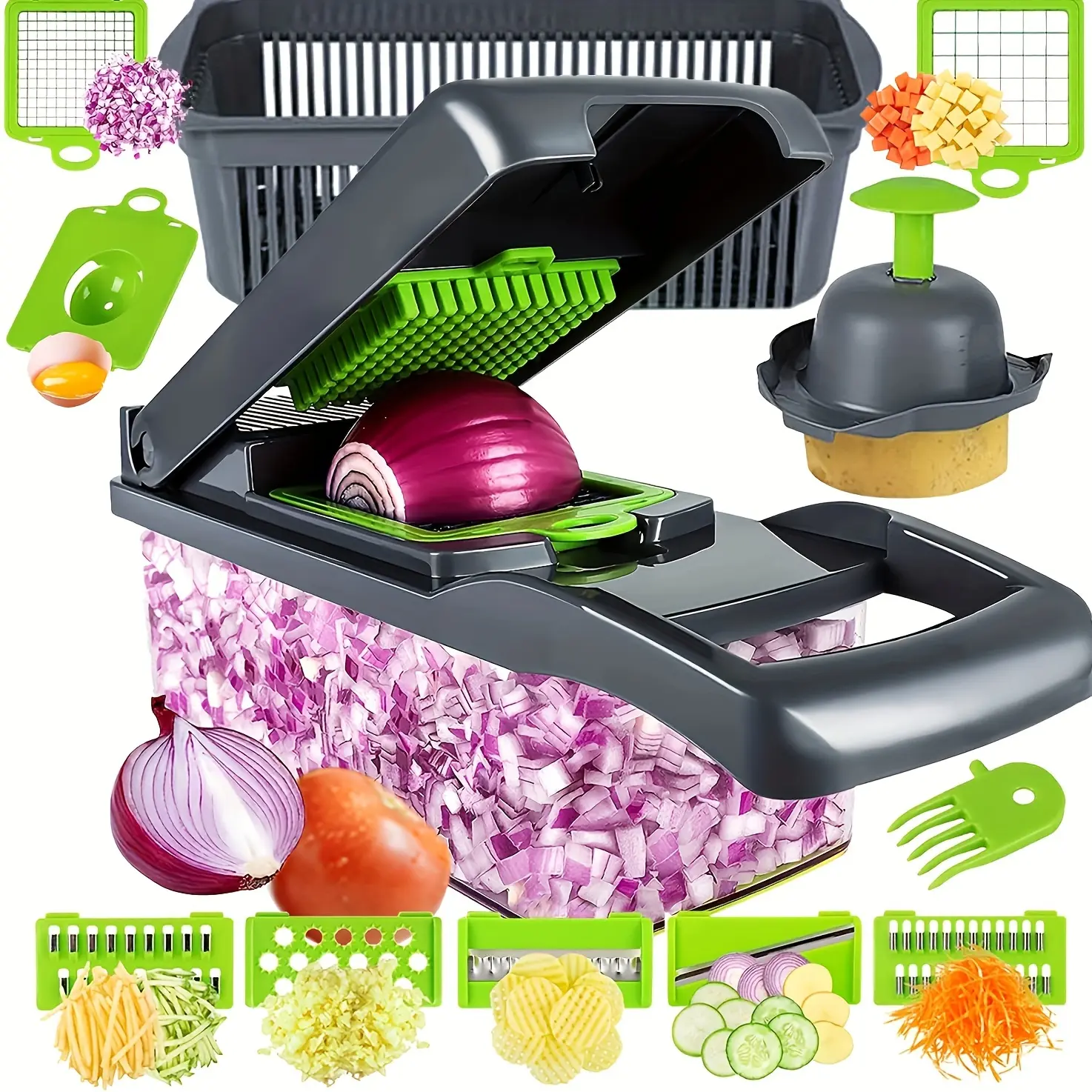 Veggie Chopper with Convenient Design - Handheld Kitchen Slicer Dicer Shredder, Versatile Utensil for Food Chopping, Onion and Garlic Prep to Enhance Kitchen Experience