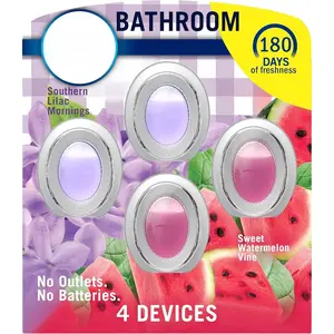 Bathroom Air Freshener, Odor-Fighting, Plug In Alternative, Air Fresheners for Home and Bathroom and Kitchen, Closet Air Fresheners, Watermelon & Lilac Scent, 4 Count